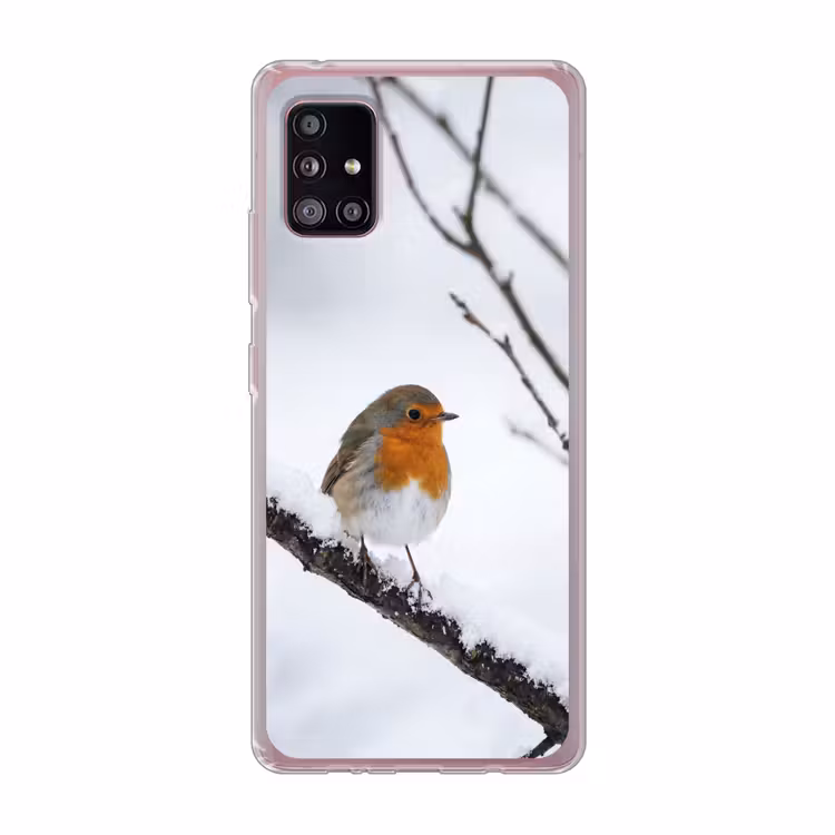 Roodborstje - Tak - Sneeuw - Winter - Levendig Telefoonhoesje Samsung Galaxy A51 5G klein -3d