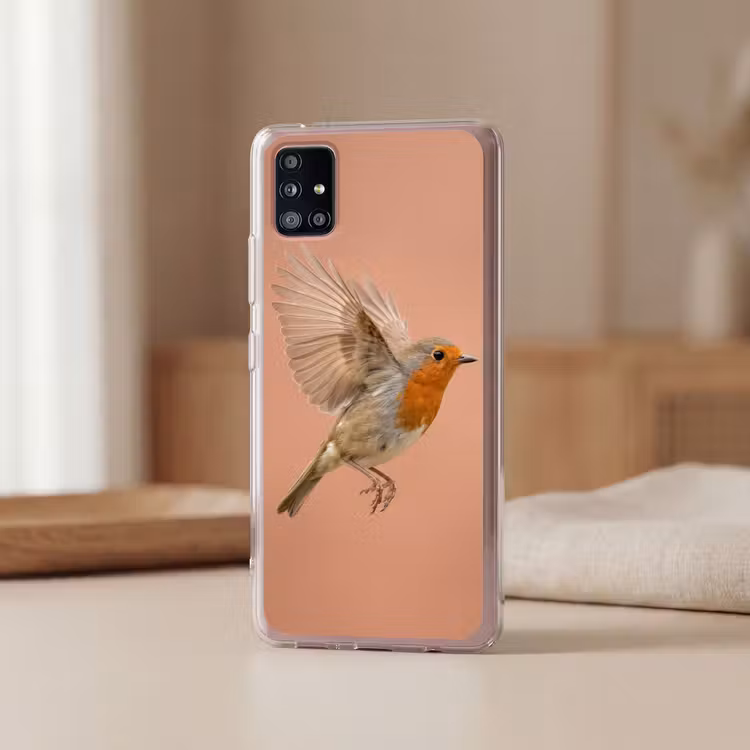 Roodborst - Natuur - Roze Telefoonhoesje Samsung Galaxy A51 5G klein -sfeer2