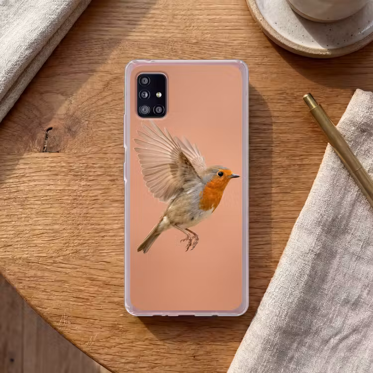Roodborst - Natuur - Roze Telefoonhoesje Samsung Galaxy A51 5G klein -sfeer1