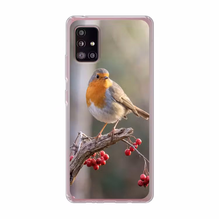 Roodborst - Tak - Bessen - Natuur Telefoonhoesje Samsung Galaxy A51 5G klein -3d