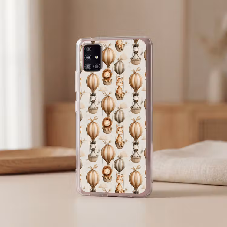 Safari - Luchtballonen - Taupe Telefoonhoesje Samsung Galaxy A51 5G klein 373 -sfeer2
