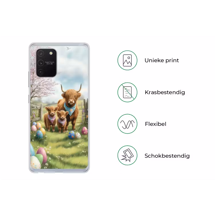 Schotsehooglanders - Paaseieren - Lente Telefoonhoesje Samsung Galaxy S10 Lite klein -specsS10Lite