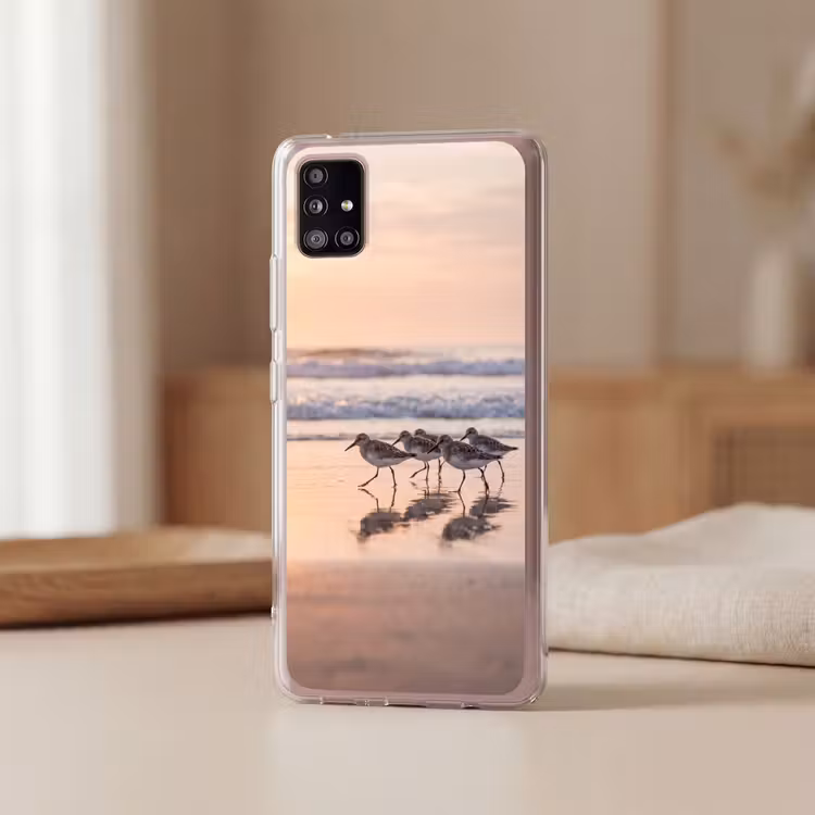 Zee - Vogels - Strand Telefoonhoesje Samsung Galaxy A51 5G klein -sfeer2