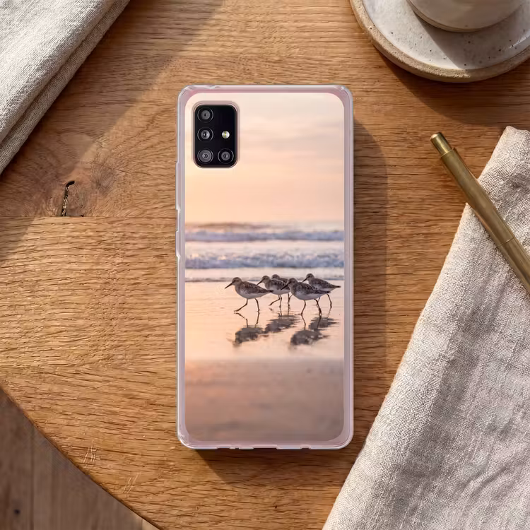 Zee - Vogels - Strand Telefoonhoesje Samsung Galaxy A51 5G klein -sfeer1