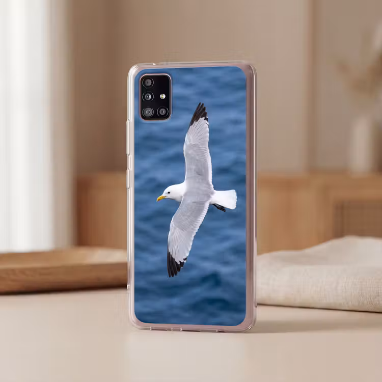 Zeemeeuw - Oceaan - Blauw Telefoonhoesje Samsung Galaxy A51 5G klein -sfeer2