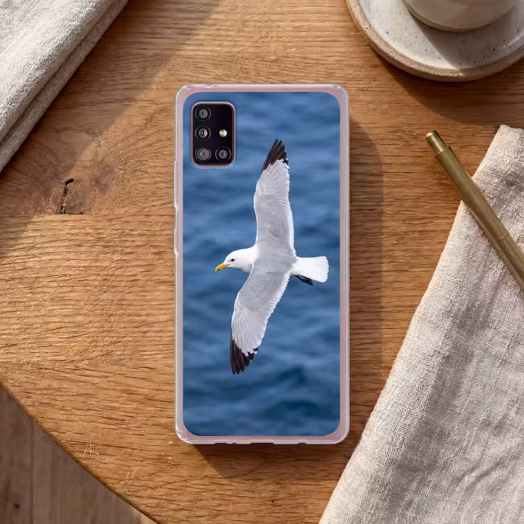 Zeemeeuw - Oceaan - Blauw Telefoonhoesje Samsung Galaxy A51 5G klein -sfeer1