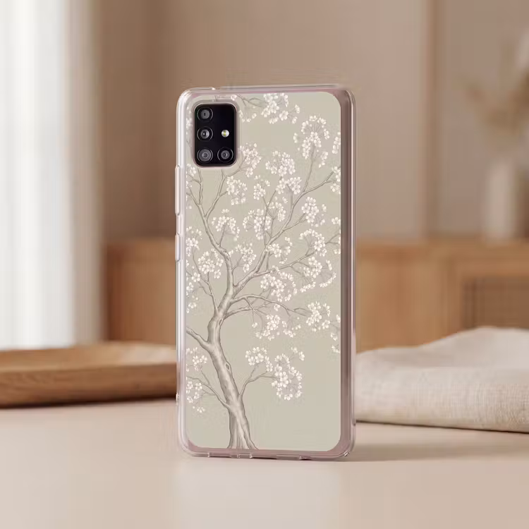 Sereen - Bloesem - Wit Telefoonhoesje Samsung Galaxy A51 5G klein -sfeer2
