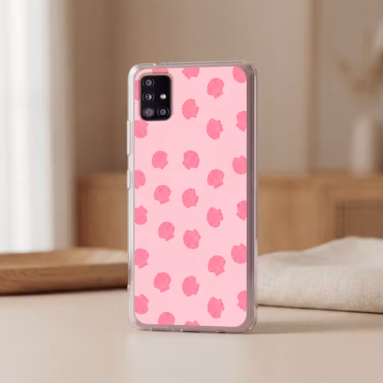 Schelp - Patroon - Zee - Modern - Roze Telefoonhoesje Samsung Galaxy A51 5G klein -sfeer2