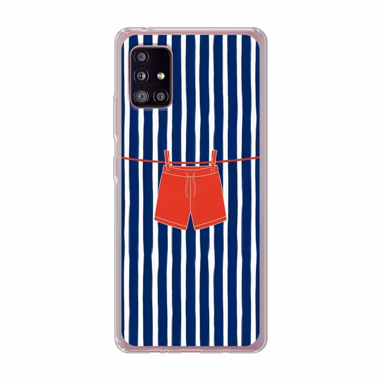 Shorts - Waslijn - Zomer - Illustratie - Rood Telefoonhoesje Samsung Galaxy A51 5G klein -3d