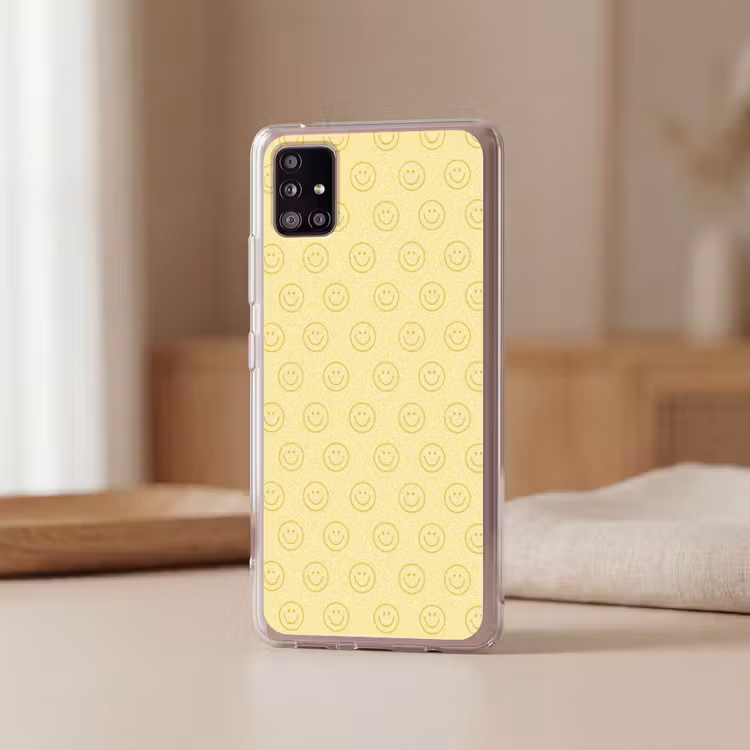 Smileys - Patroon - Retro - Zachtgeel Telefoonhoesje Samsung Galaxy A51 5G klein 373 -sfeer2