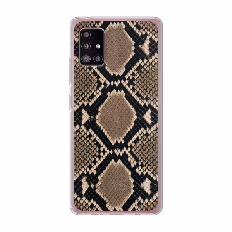 Slangenprint - Python - Bruin Telefoonhoesje Samsung Galaxy A51 5G klein -3d