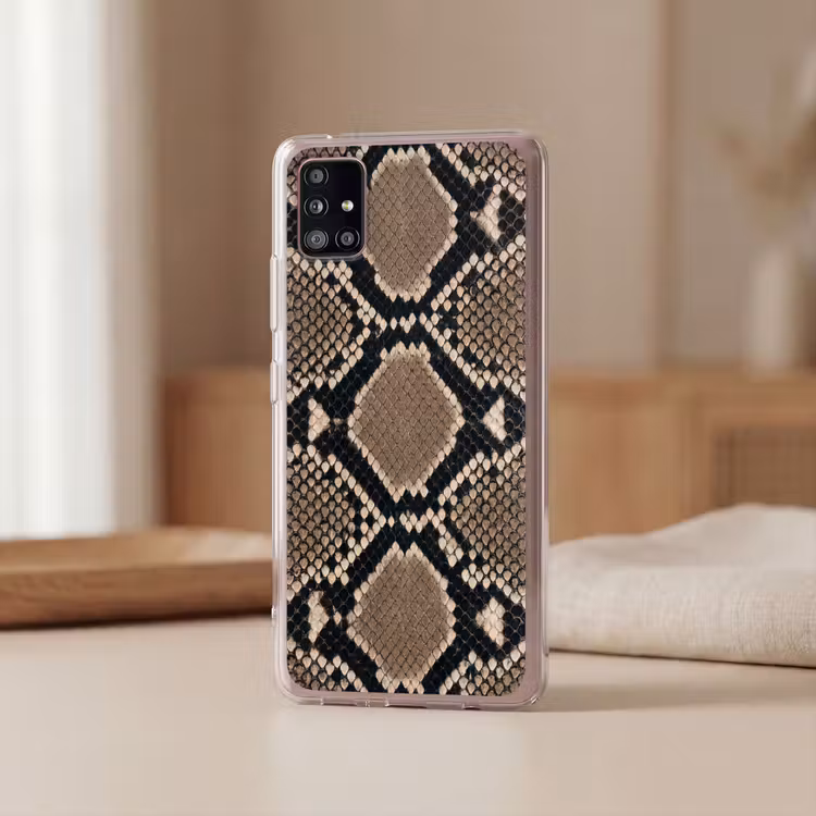 Slangenprint - Python - Bruin Telefoonhoesje Samsung Galaxy A51 5G klein -sfeer2