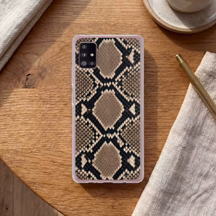 Slangenprint - Python - Bruin Telefoonhoesje Samsung Galaxy A51 5G klein -sfeer1