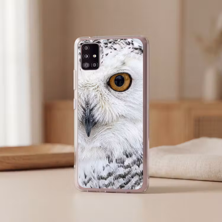 Sneeuwuil - Oog - Wildlife - Wit Telefoonhoesje Samsung Galaxy A51 5G klein -sfeer2