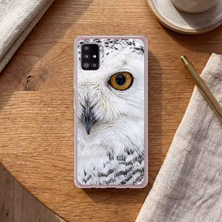 Sneeuwuil - Oog - Wildlife - Wit Telefoonhoesje Samsung Galaxy A51 5G klein -sfeer1