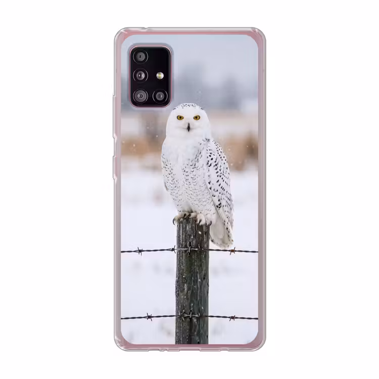 Sneeuwuil - Hek - Sneeuw - Wit Telefoonhoesje Samsung Galaxy A51 5G klein -3d