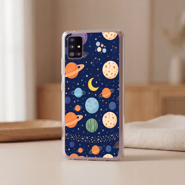 Ruimte - Planeten - Kleurrijk Telefoonhoesje Samsung Galaxy A51 5G klein -sfeer2