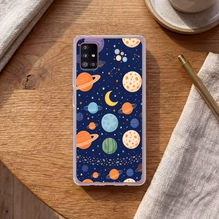 Ruimte - Planeten - Kleurrijk Telefoonhoesje Samsung Galaxy A51 5G klein -sfeer1