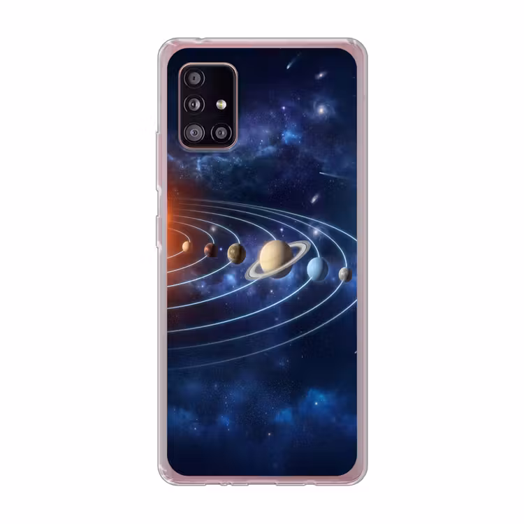 Ruimte - Zonnestelsel - Blauw Telefoonhoesje Samsung Galaxy A51 5G klein -3d