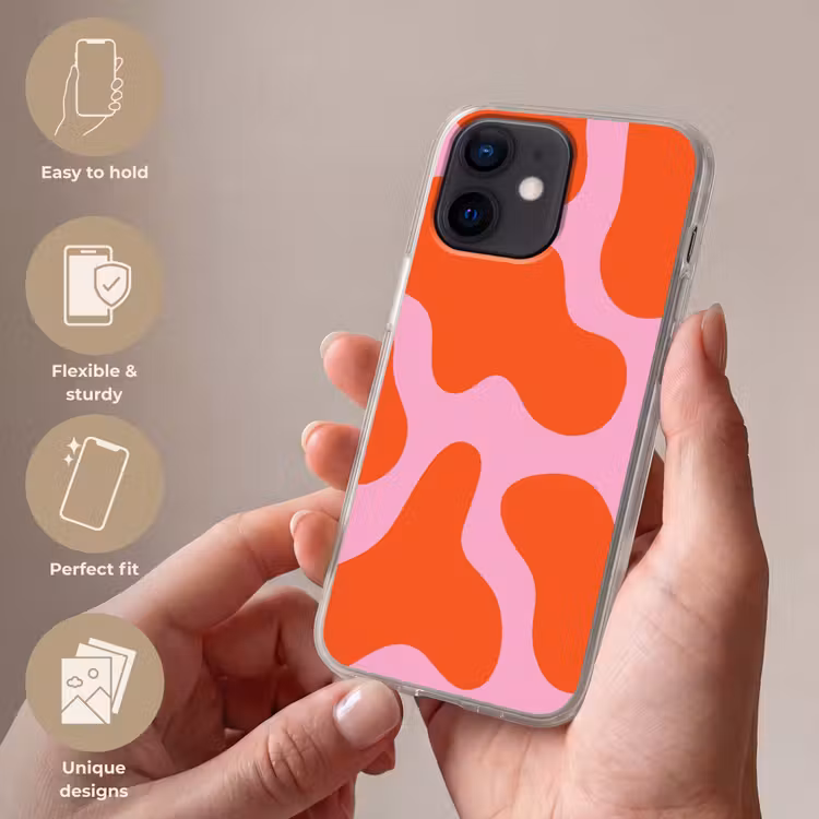 Vlekken - Rood - Roze - Patroon - Minimalistisch Telefoonhoesje iPhone 12 Mini klein -sfeer3_EN