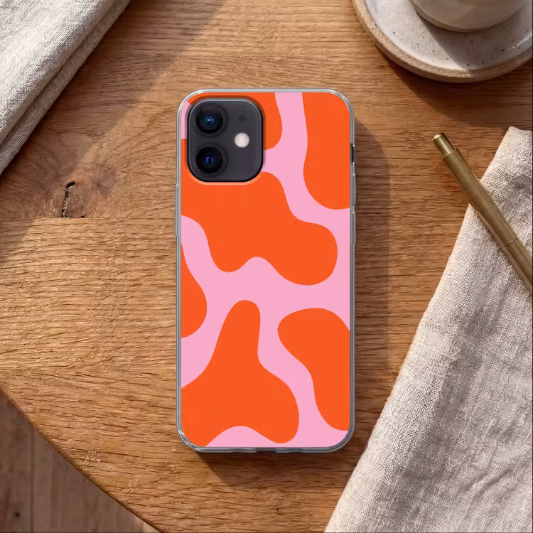 Vlekken - Rood - Roze - Patroon - Minimalistisch Telefoonhoesje iPhone 12 Mini klein -sfeer1