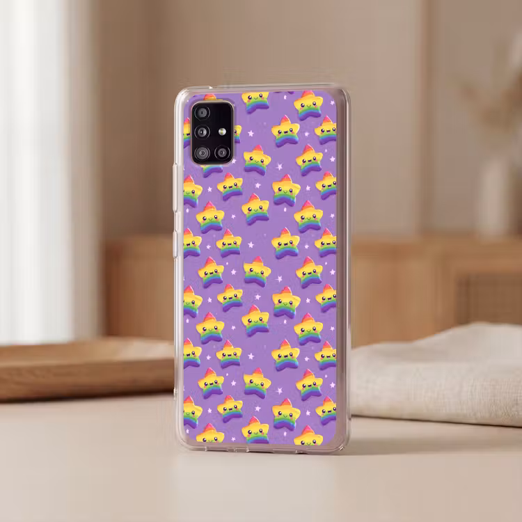 Sterren - Regenboog - Paars Telefoonhoesje Samsung Galaxy A51 5G klein 373 -sfeer2