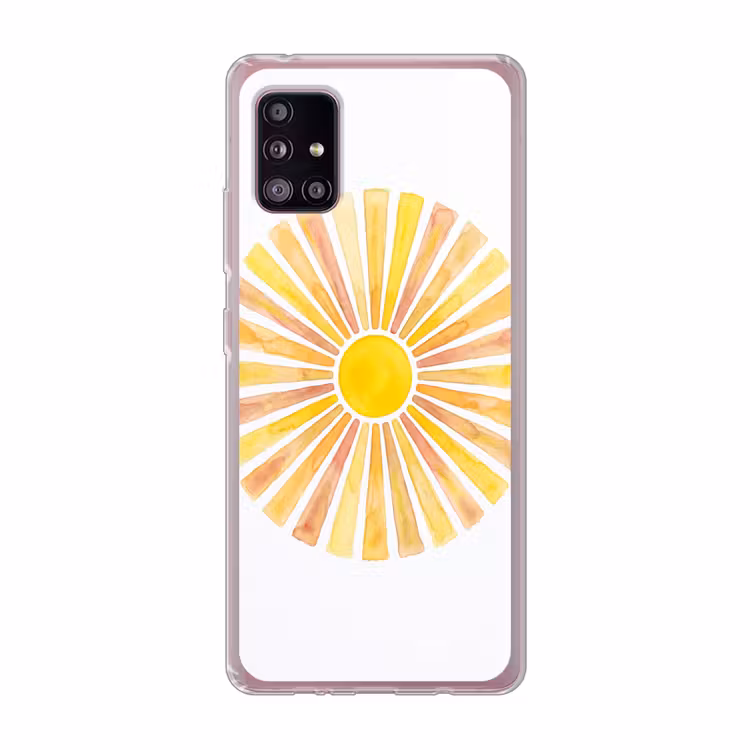 Zon - Stralen - Aquarel - Geel - Abstract Telefoonhoesje Samsung Galaxy A51 5G klein -3d