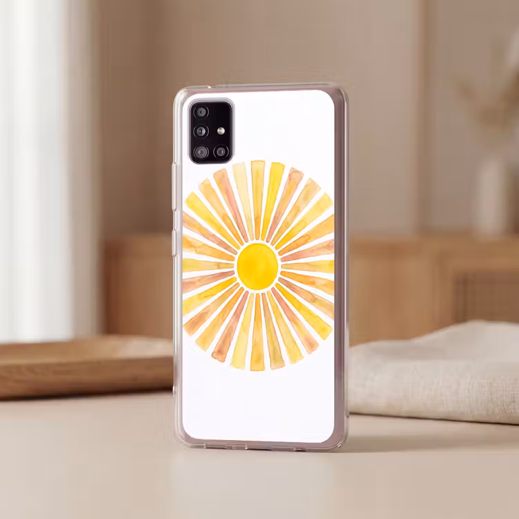 Zon - Stralen - Aquarel - Geel - Abstract Telefoonhoesje Samsung Galaxy A51 5G klein -sfeer2