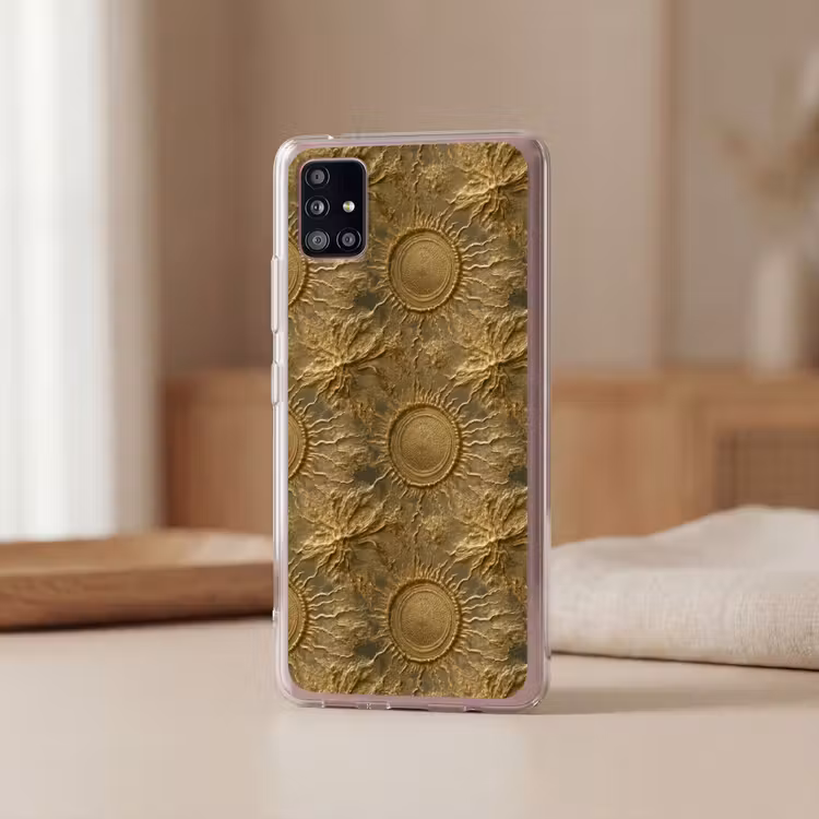Zon - Reliëf - Antiek - Goud Telefoonhoesje Samsung Galaxy A51 5G klein 373 -sfeer2