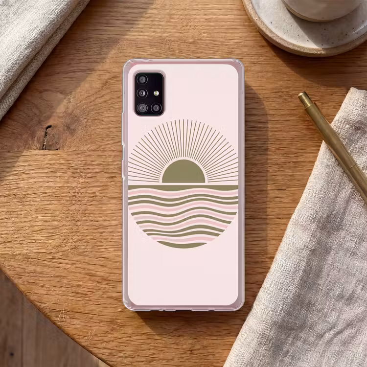 Zon - Zee - Abstract - Modern - Roze Telefoonhoesje Samsung Galaxy A51 5G klein -sfeer1
