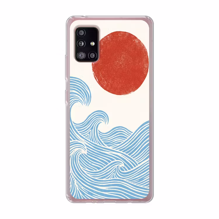 Zon - Golven - Oceaan - Abstract - Rood Telefoonhoesje Samsung Galaxy A51 5G klein -3d