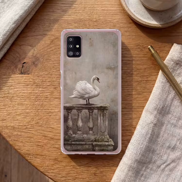Zwaan - Elegant - Dieren - Wit Telefoonhoesje Samsung Galaxy A51 5G klein -sfeer1