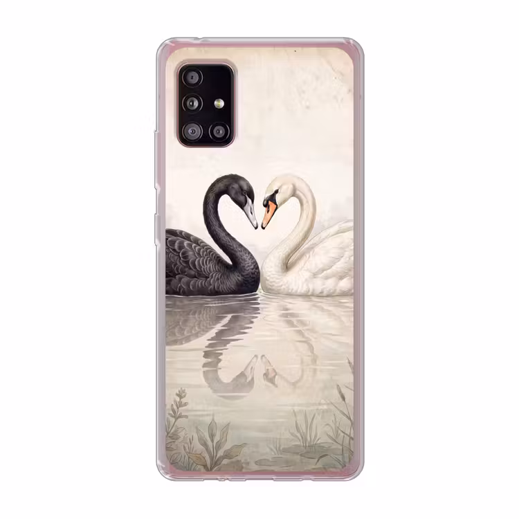 Zwanen - Hartvorm - Dieren Telefoonhoesje Samsung Galaxy A51 5G klein -3d