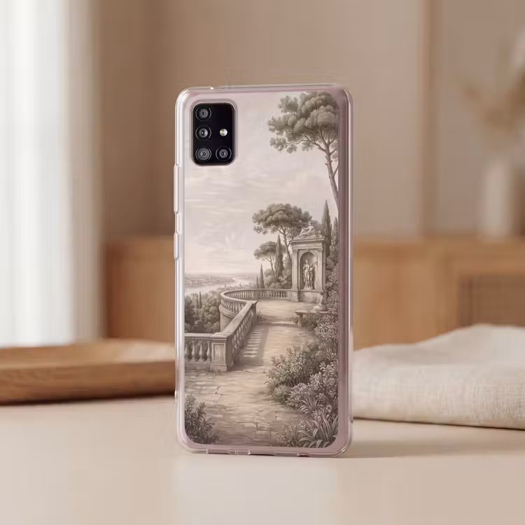 Terras - Stad - Uitzicht - Rivier Telefoonhoesje Samsung Galaxy A51 5G klein -sfeer2
