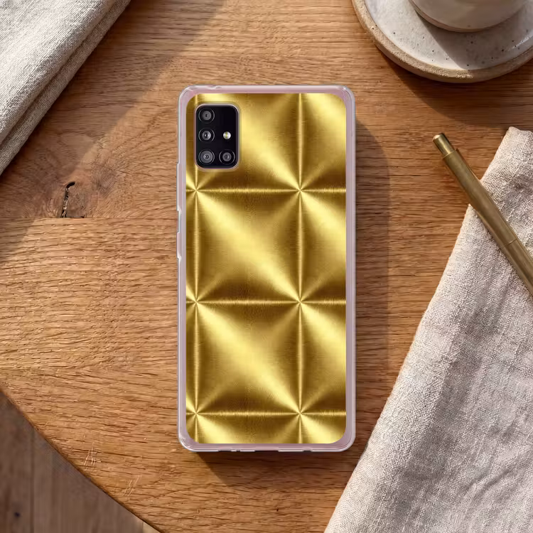 Textuur - Geborsteld Goud - Industrieel - Metallic Telefoonhoesje Samsung Galaxy A51 5G klein 373 -sfeer1