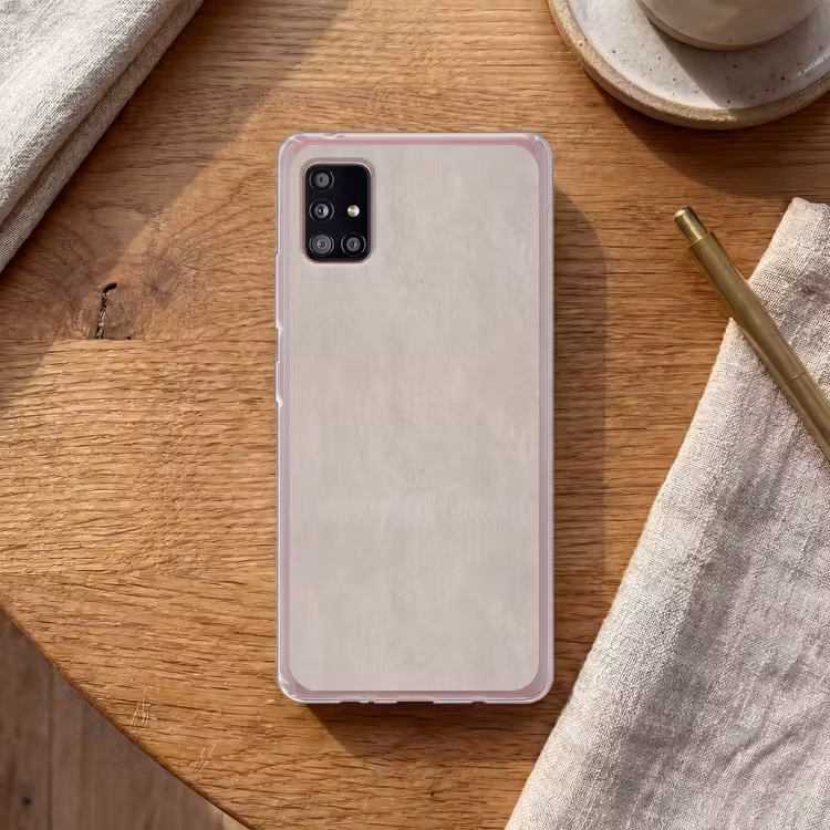 Textuur - Effen - Abstract - Beige Telefoonhoesje Samsung Galaxy A51 5G klein -sfeer1