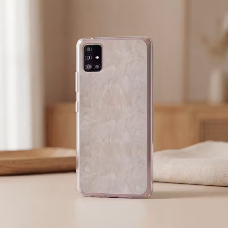 Textuur - Wand - Modern - Beige - Abstract Telefoonhoesje Samsung Galaxy A51 5G klein -sfeer2