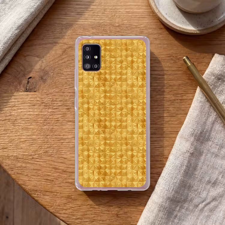 Tegels - Geometrisch - Reliëf - Goud Telefoonhoesje Samsung Galaxy A51 5G klein 373 -sfeer1