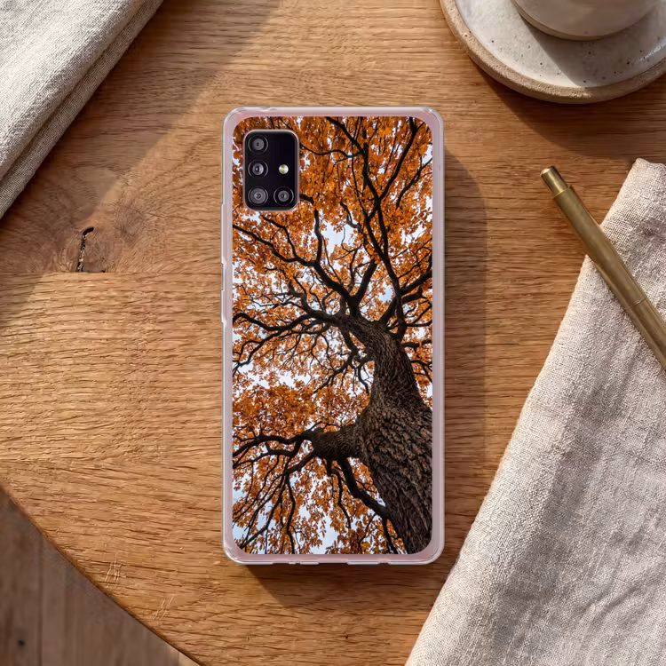 Boom - Bladerdak - Herfst - Oranje - Sfeervol Telefoonhoesje Samsung Galaxy A51 5G klein -sfeer1