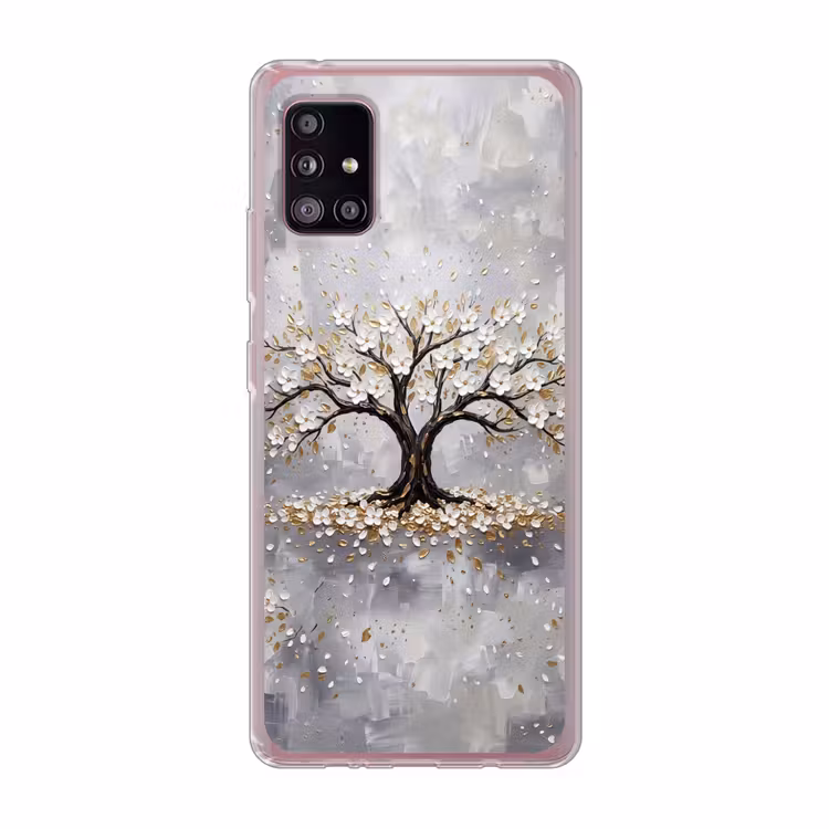 Boom - Bloemen - Natuur - Abstract - Wit Telefoonhoesje Samsung Galaxy A51 5G klein -3d