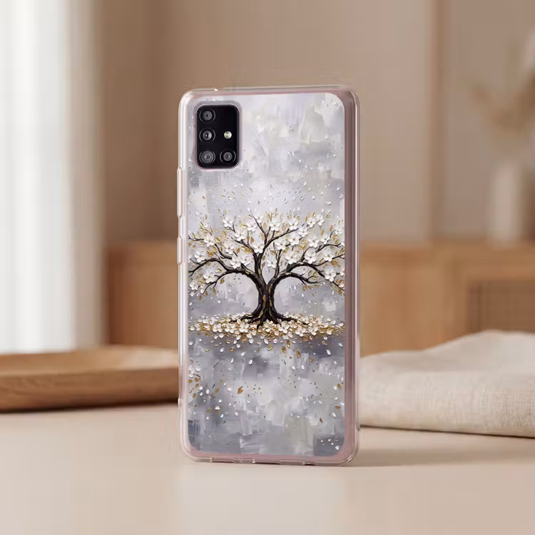 Boom - Bloemen - Natuur - Abstract - Wit Telefoonhoesje Samsung Galaxy A51 5G klein -sfeer2