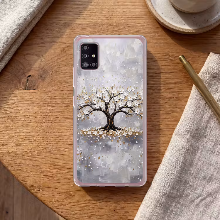 Boom - Bloemen - Natuur - Abstract - Wit Telefoonhoesje Samsung Galaxy A51 5G klein -sfeer1