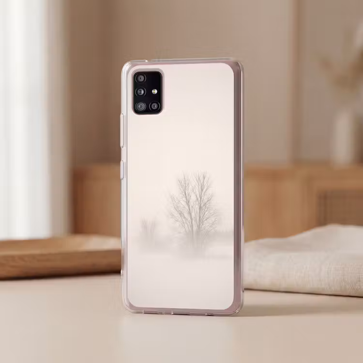 Boom - Mist - Sneeuw - Winter - Minimalistisch Telefoonhoesje Samsung Galaxy A51 5G klein -sfeer2