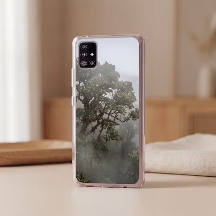 Boom - Mistig - Bos - Groen - Natuur Telefoonhoesje Samsung Galaxy A51 5G klein -sfeer2