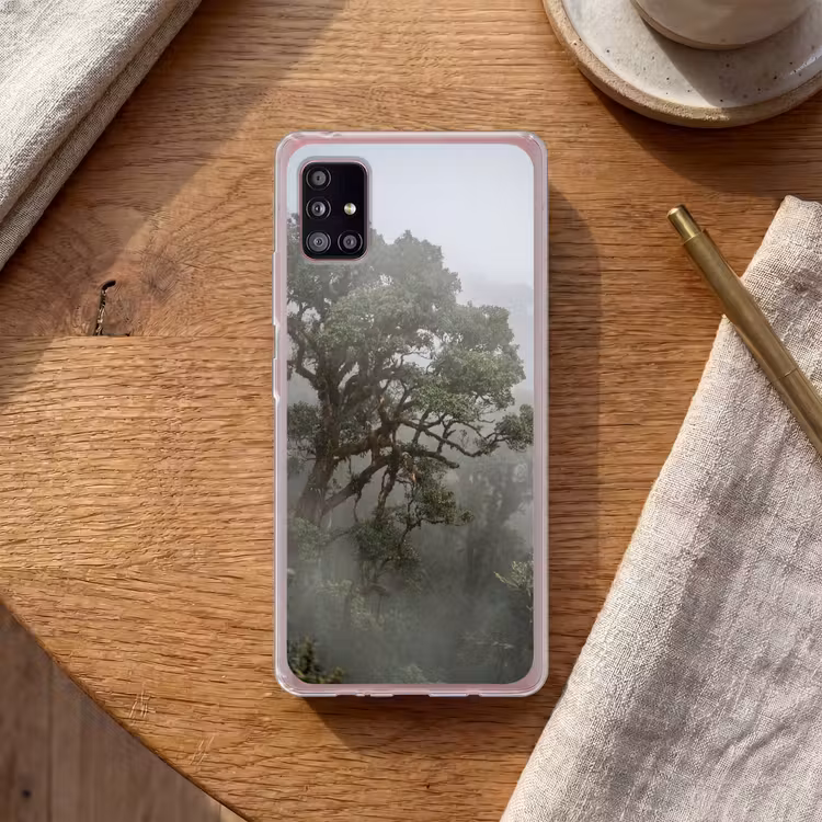 Boom - Mistig - Bos - Groen - Natuur Telefoonhoesje Samsung Galaxy A51 5G klein -sfeer1