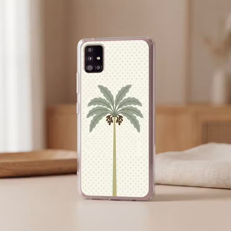 Boom - Bladeren - Groen - Decoratief - Beige Telefoonhoesje Samsung Galaxy A51 5G klein -sfeer2