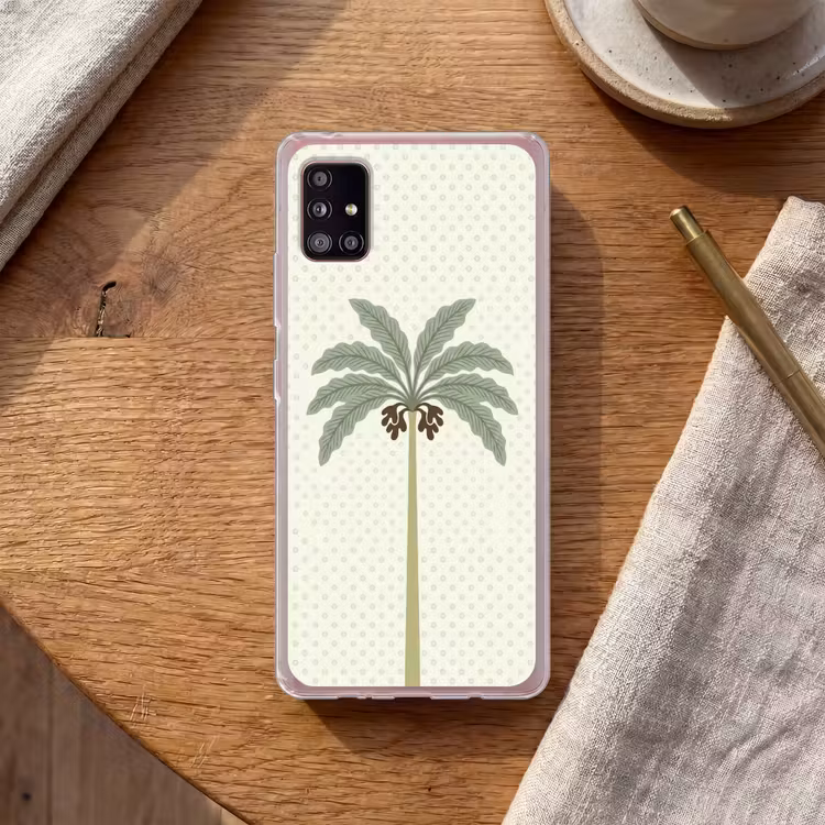 Boom - Bladeren - Groen - Decoratief - Beige Telefoonhoesje Samsung Galaxy A51 5G klein -sfeer1