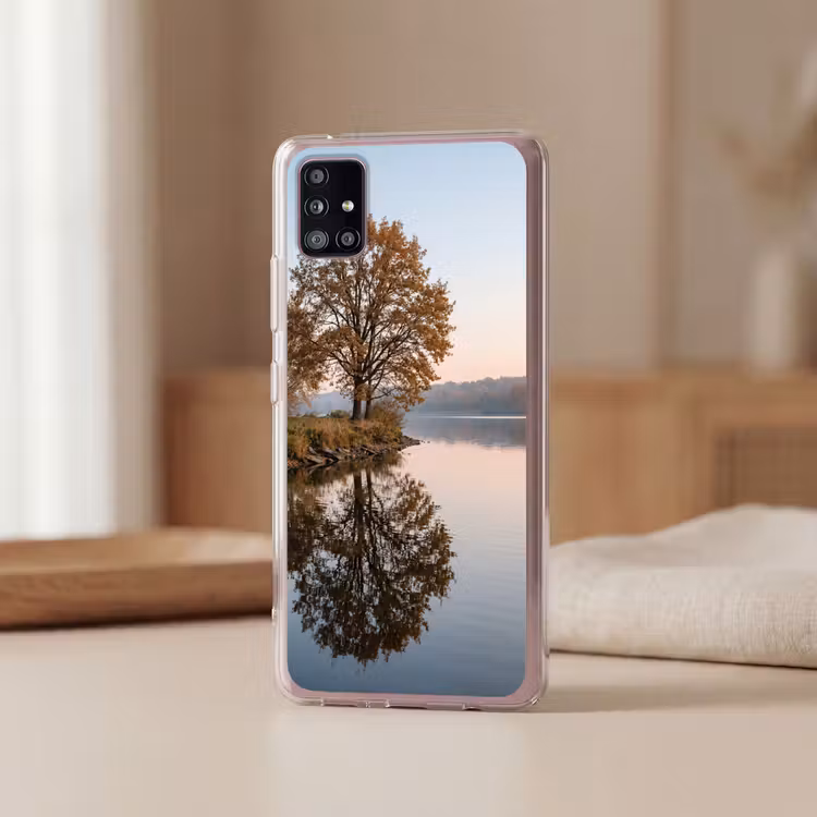 Bomen - Reflectie - Water - Zonsopgang - Serene Telefoonhoesje Samsung Galaxy A51 5G klein -sfeer2