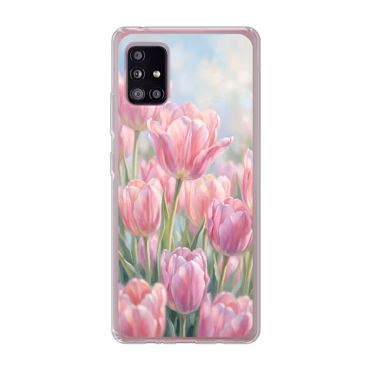 Tulpen - Veld - Lente - Roze Telefoonhoesje Samsung Galaxy A51 5G klein -3d