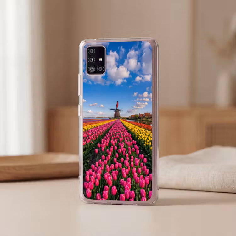 Tulpen - Holland - Molen - Kleurrijk Telefoonhoesje Samsung Galaxy A51 5G klein -sfeer2